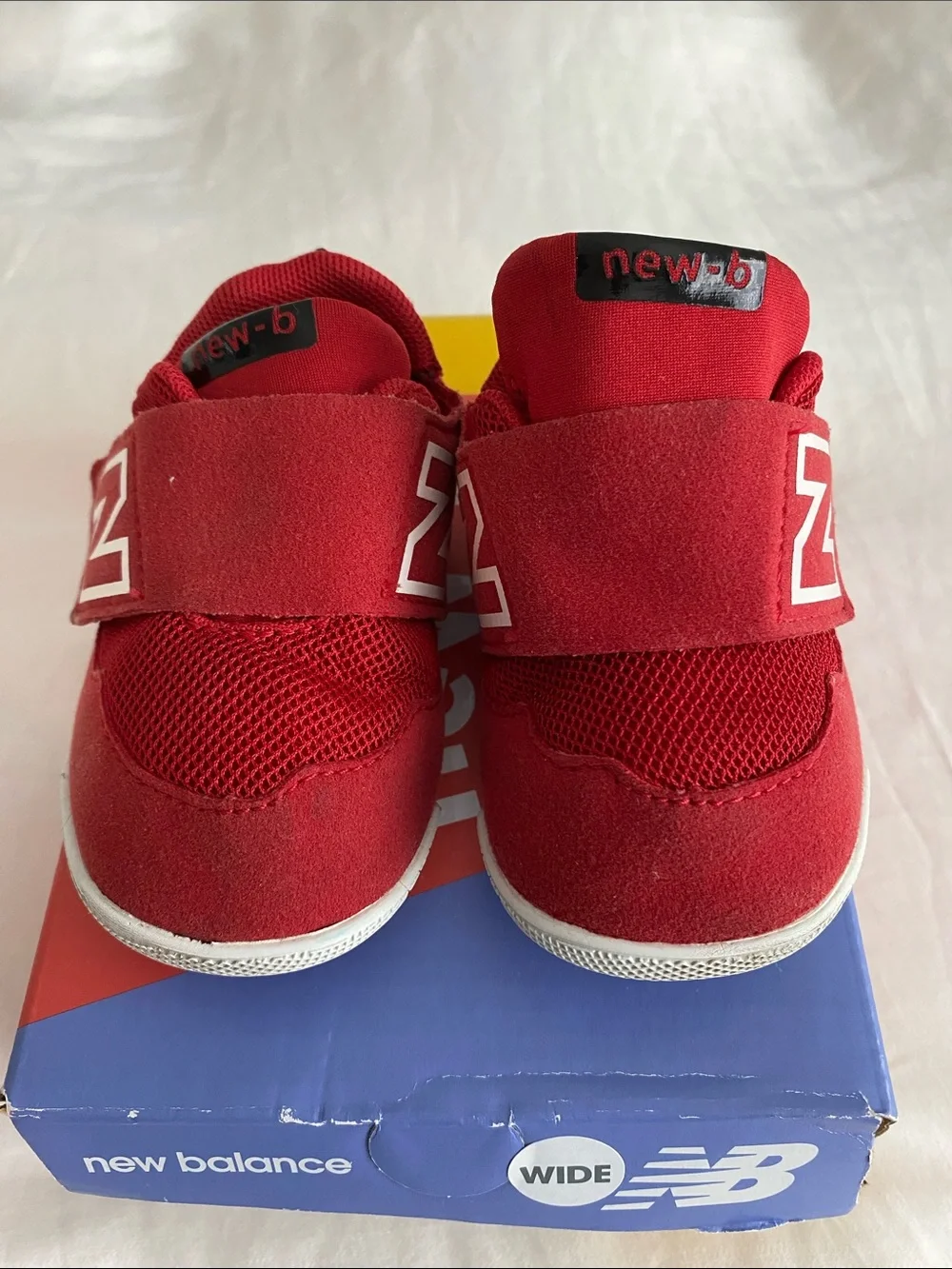 New Balance new-b Red Baby Sneakers with White Accents WIDE width